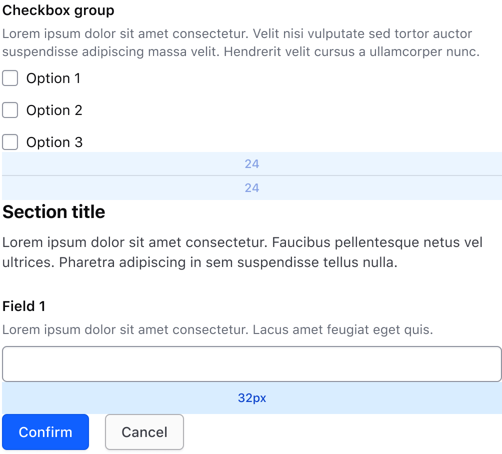 Spacing between trailing actions